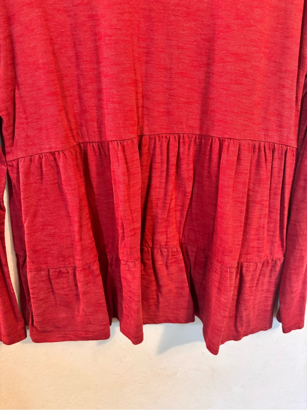 LOFT Red Long-Sleeve Tiered Tunic Top - Picture 3 of 4